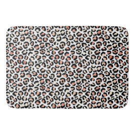 Schwarz-weißer Leopardendruck in Rosa            Badematte