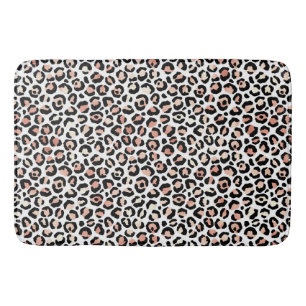 Schwarz-weißer Leopardendruck in Rosa            Badematte