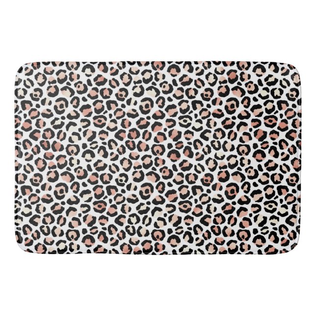 Schwarz-weißer Leopardendruck in Rosa            Badematte (Vorderseite)