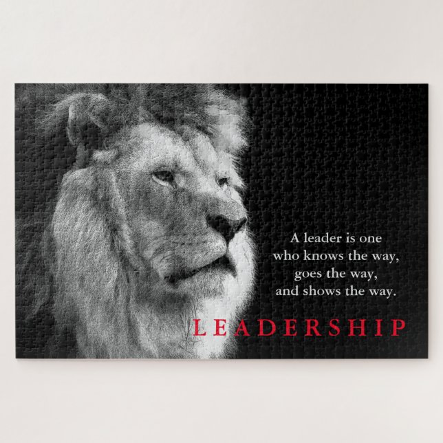 Schwarz-weißer Lion Motivierend Leadership Zitat (Horizontal)