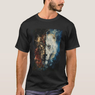 Schwarz-weißer Löwe Space Stars Moon King The Jung T-Shirt