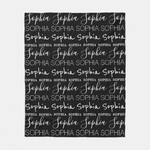 Schwarz-weißer Mädchenname Benutzerdefiniert Perso Fleecedecke