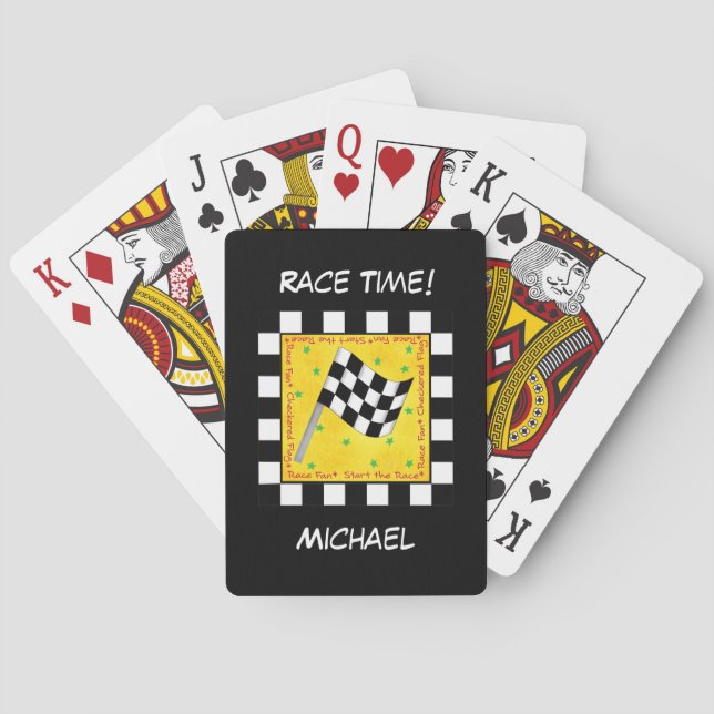 Schwarz-weißer Markenname für Motorrennen Spielkarten (Rückseite)