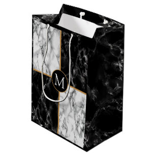 Schwarz-weißer Marmor - Maßgeschneiderte Bag für I Mittlere Geschenktüte