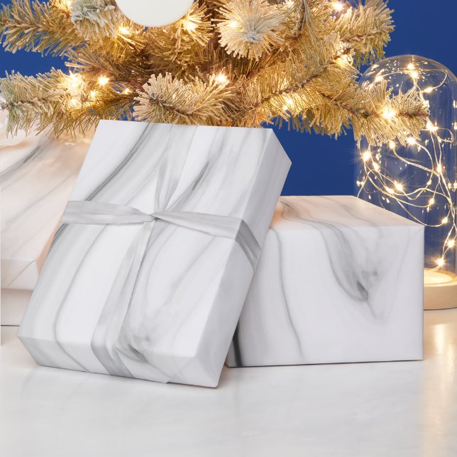 Schwarz-weißer Marmor Minimalistisch Elegantes Ges Geschenkpapier (Feiertage)