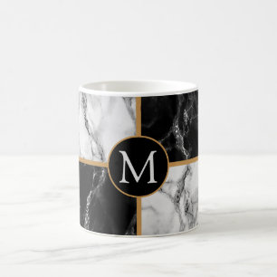 Schwarz-weißer Marmor Personalisiert Ihre Letter-T Kaffeetasse