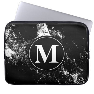 Schwarz-weißer Marmor Personalisiert Laptopschutzhülle