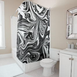 Schwarz-weißer Marmor Swirl Eleganter Stil Duschvorhang
