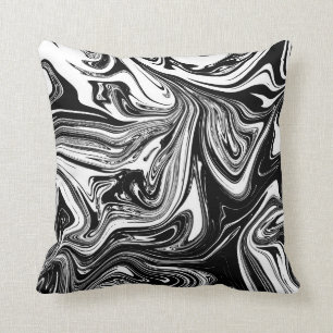 Schwarz-weißer Marmorwirbel Elegant Chic Trend Kissen