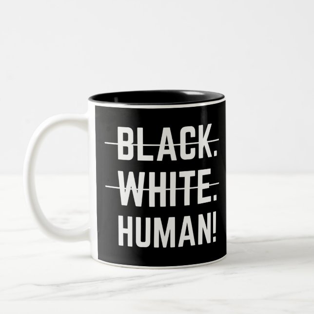 Schwarz-weißer Mensch Zweifarbige Tasse (Links)
