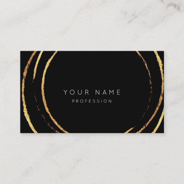 Schwarz-weißer Minimalismus Beruflich Gold Abstrak Visitenkarte (Vorderseite)