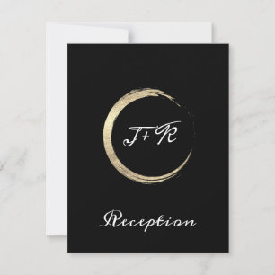 Schwarz-weißer Minimalismus Gold Hochzeitskarte Einladung