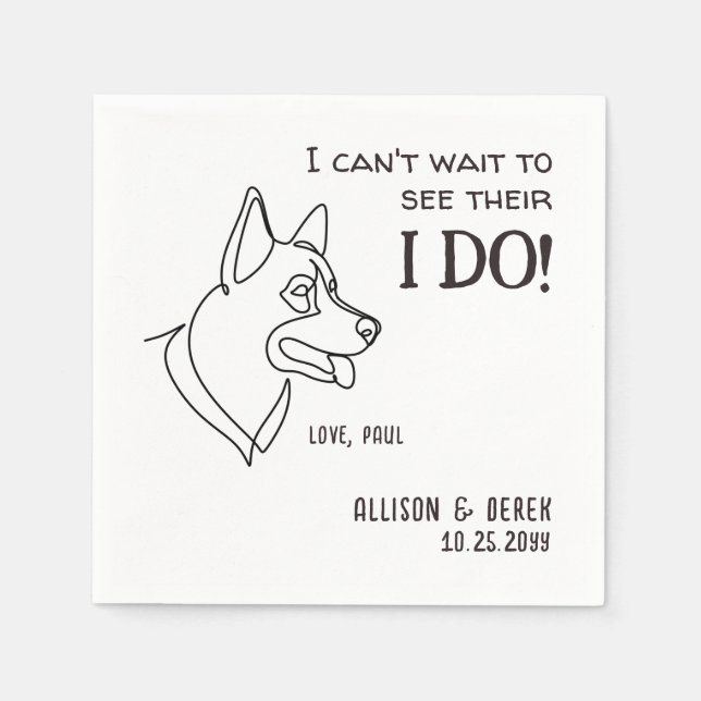 Schwarz-weißer Minimalistischer Funny Dog Einfache Serviette (Vorderseite)