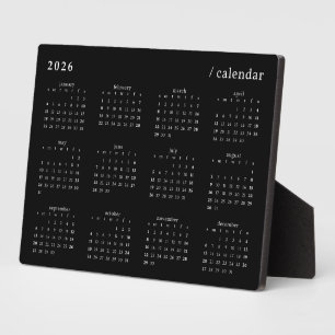 Schwarz-weißer minimalistischer Kalender 2026 Fotoplatte