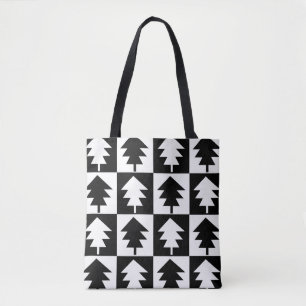 Schwarz-weißer minimalistischer moderner Weihnacht Tasche