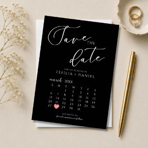 Schwarz-weißer minimalistischer Save-The-Date-Kale Einladung