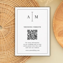 Schwarz-weißer monogramm Minimal QR Code Hochzeit