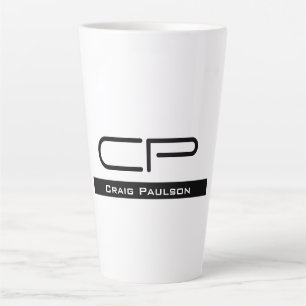 Schwarz-weißer Monogramm Name Modern Schlicht einf Milchtasse