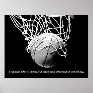 Schwarz-weißer Motivierend Erfolg Dream Basketball Poster