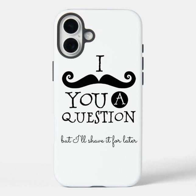 Schwarz-weißer Mustache-Spaß iPhone 16 Plus Hülle (Rückseite)