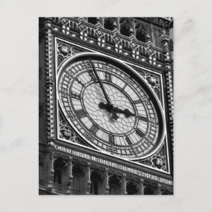Schwarz-weißer Naher Big Ben Clock Tower Postkarte