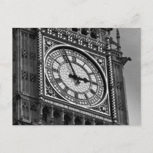 Schwarz-weißer Naher Big Ben Clock Tower Postkarte