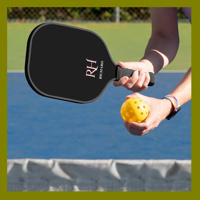 Schwarz-weißer Name der benutzerdefinierten Monogr Pickleball Schläger (Von Creator hochgeladen)