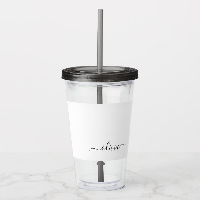 Schwarz-weißer Name für das Girl-Monogramm Acryltrinkbecher (Vorderseite)