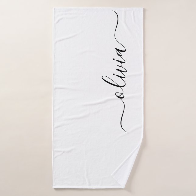 Schwarz-weißer Name für das Girl-Monogramm Badehandtuch (Badehandtuch)