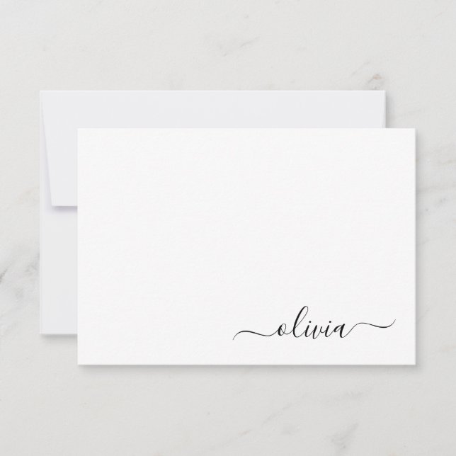 Schwarz-weißer Name für das Girl-Monogramm Dankeskarte (Vorderseite)