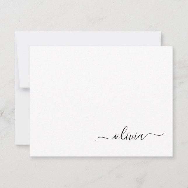 Schwarz-weißer Name für das Girl-Monogramm Dankeskarte (Vorderseite)