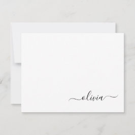 Schwarz-weißer Name für das Girl-Monogramm Dankeskarte