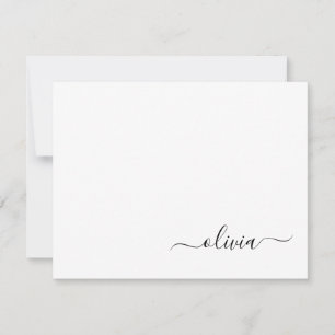 Schwarz-weißer Name für das Girl-Monogramm Dankeskarte