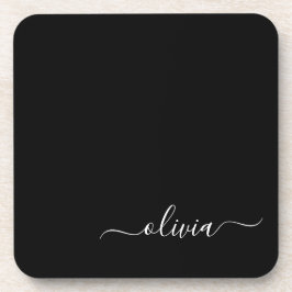 Schwarz-weißer Name für das Girl-Monogramm Getränkeuntersetzer