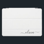 Schwarz-weißer Name für das Girl-Monogramm iPad Pro Cover<br><div class="desc">Kleine und weiße einfache Skriptmonogramm Name Laptop Case. Das macht den perfekten 16 Geburtstag,  Hochzeit,  Brautparty,  Jubiläum,  Babydusche oder Junggeselinnen-Abschied Geschenk für jemanden,  der Lieben glamourösen Luxus und schicke Stile.</div>