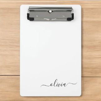 Schwarz-weißer Name für das Girl-Monogramm Mini Klemmbrett