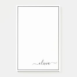 Schwarz-weißer Name für das Girl-Monogramm Post-it Klebezettel