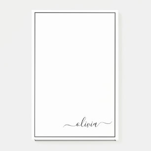 Schwarz-weißer Name für das Girl-Monogramm Post-it Klebezettel