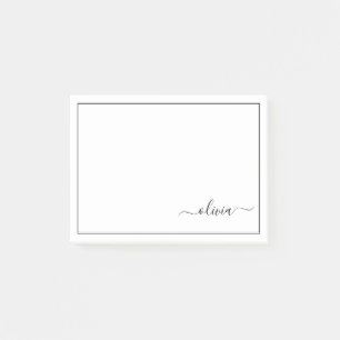 Schwarz-weißer Name für das Girl-Monogramm Post-it Klebezettel
