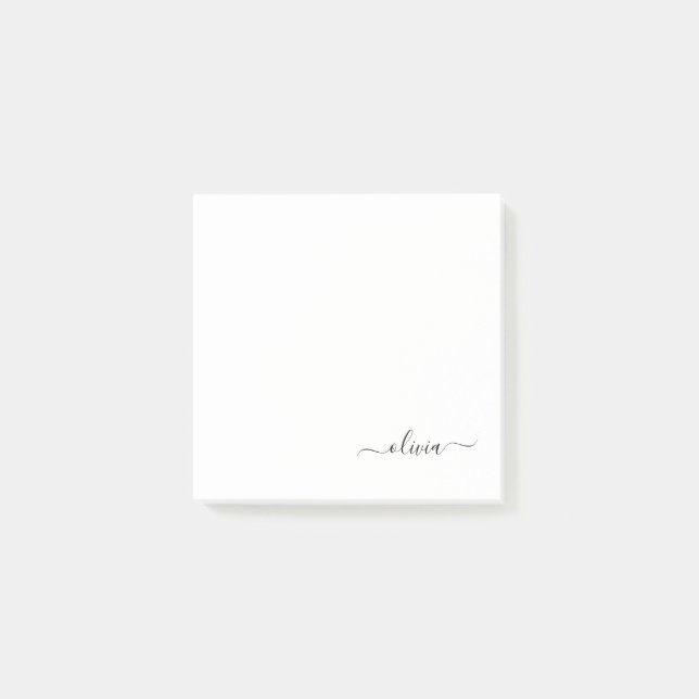 Schwarz-weißer Name für das Girl-Monogramm Post-it Klebezettel (Vorderseite)