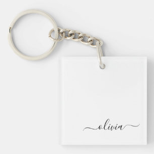 Schwarz-weißer Name für das Girl-Monogramm Schlüsselanhänger