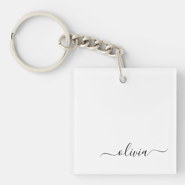 Schwarz-weißer Name für das Girl-Monogramm Schlüsselanhänger (Vorderseite)