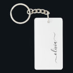 Schwarz-weißer Name für das Girl-Monogramm Schlüsselanhänger<br><div class="desc">Schlüsselanhänger für den einfachen Monogrammnamen Schwarz und Weiß. Das macht den perfekten 16 Geburtstag,  Hochzeit,  Brautparty,  Jubiläum,  Babydusche oder Junggeselinnen-Abschied Geschenk für jemanden,  der Lieben glamourösen Luxus und schicke Stile.</div>