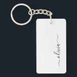 Schwarz-weißer Name für das Girl-Monogramm Schlüsselanhänger<br><div class="desc">Schlüsselanhänger für den einfachen Monogrammnamen Schwarz und Weiß. Das macht den perfekten 16 Geburtstag,  Hochzeit,  Brautparty,  Jubiläum,  Babydusche oder Junggeselinnen-Abschied Geschenk für jemanden,  der Lieben glamourösen Luxus und schicke Stile.</div>