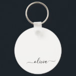Schwarz-weißer Name für das Girl-Monogramm Schlüsselanhänger<br><div class="desc">Keychains (Key Chain) sind die Keylines für Monogramm mit schwarzen und weißen einfachen Skripten. Das macht den perfekten 16 Geburtstag,  Hochzeit,  Brautparty,  Jubiläum,  Babydusche oder Junggeselinnen-Abschied Geschenk für jemanden,  der Lieben glamourösen Luxus und schicke Stile.</div>