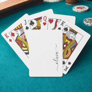 Schwarz-weißer Name für das Girl-Monogramm Spielkarten