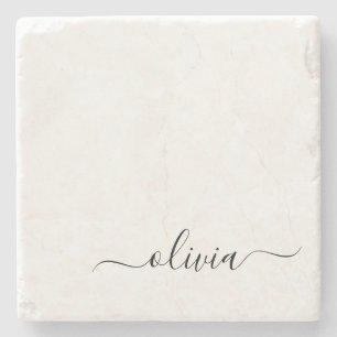 Schwarz-weißer Name für das Girl-Monogramm Steinuntersetzer