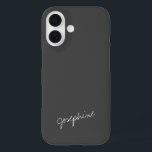 Schwarz-weißer Name für Minimalistische Handschrif iPhone 16 Hülle<br><div class="desc">Minimalistische Handschrift Name Schwarz-Weiß-Handy-Fall</div>