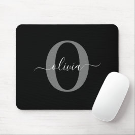 Schwarz-weißer Name für Monogramm-Skript Mousepad