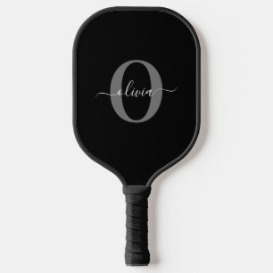 Schwarz-weißer Name für Monogramm-Skript Pickleball Schläger